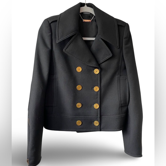 NWOT Alexander McQueen 2016 black blazer jacket, gold buttons, zip sleeves, 38 - Picture 4 of 15